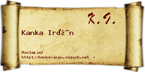 Kanka Irén névjegykártya
